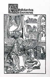 Saint Jérôme dans son étude retirant une épine de la patte d